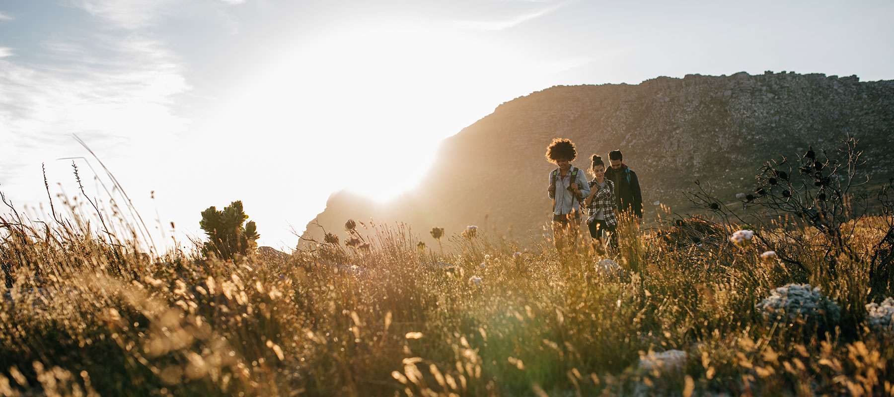 Youth Hiking at sunset